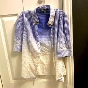 Asymmetrical mid sleeve button down shirt